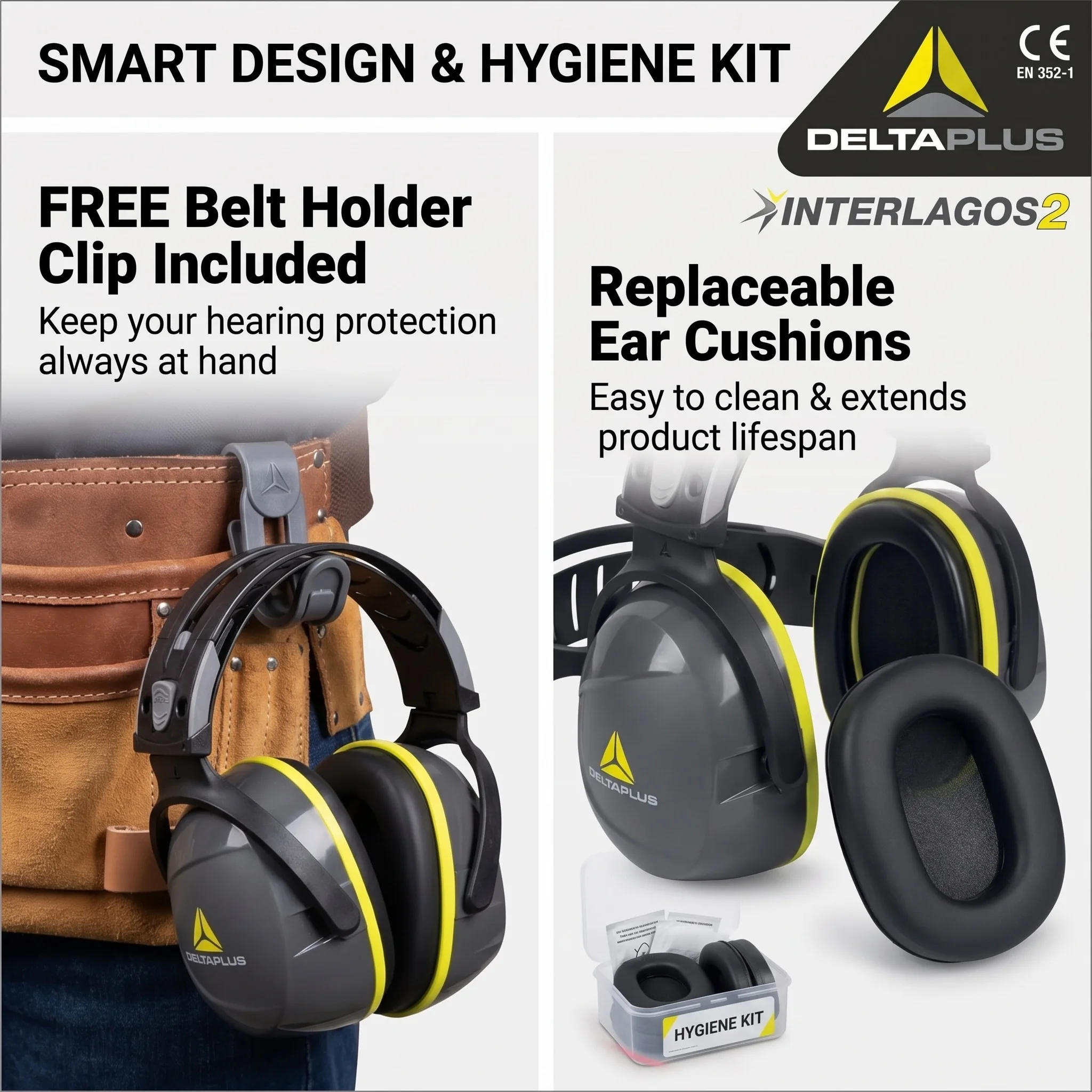 DELTAPLUS Earmuffs Noise Canceling Ear Protection Hearing Protection Industrial Safety Ear Defenders for Shooting Woodworking