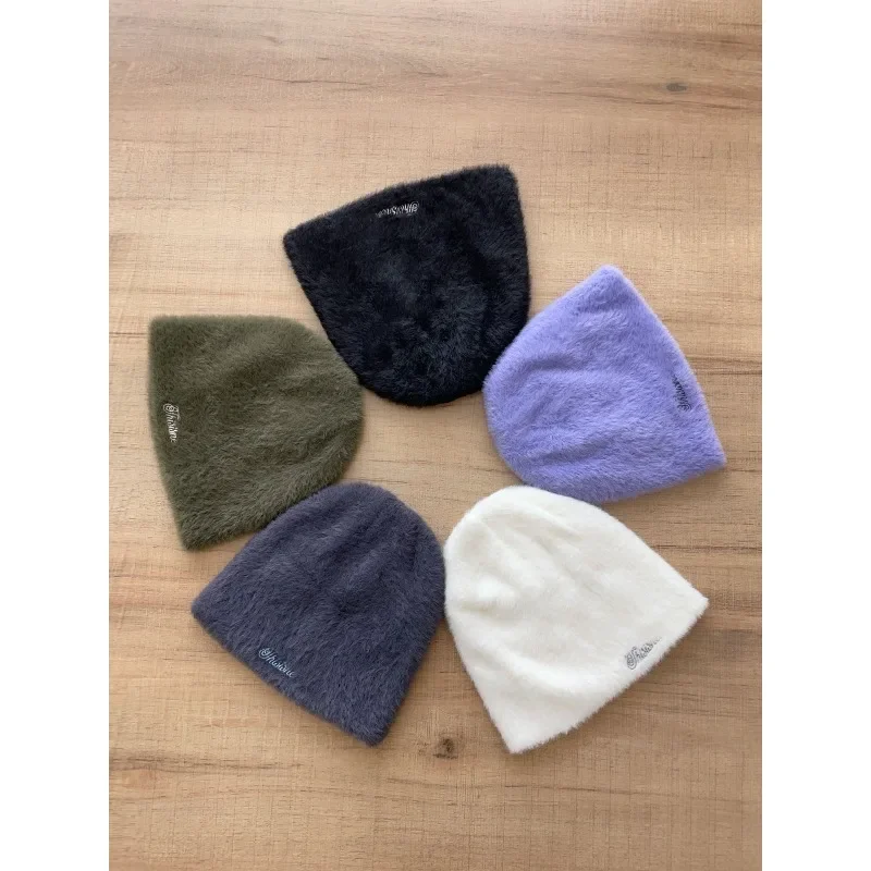 

Holiday Gift Embroidered Plush Knit Hat for Autumn Winter Unisex Warm Beanie Stylish Versatile Casual Accessory Universal Size