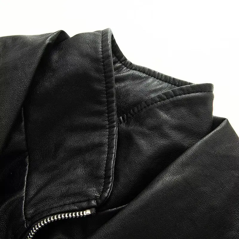 HKSH ربيع الخريف جديد سترة نسائية بولي Leather الجلود سستة الخصر Cinching أنيقة الرجعية وهمية قطعتين الشارع الشهير معطف أنيق HK15145