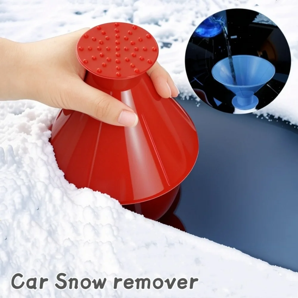 Car Ice Scraper Tapered Winter Auto Windows Defroster Ice Scraper Multifunctional for Adding Oil Funnel Car Ice Removal Tool