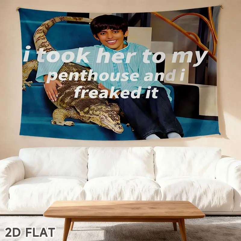VIKAMA Funny Meme Tapestry, “Lizard Boy” Humorous Text Wall Hanging, Unique Realistic Style Decor for Bedroom, Dorm, and Home