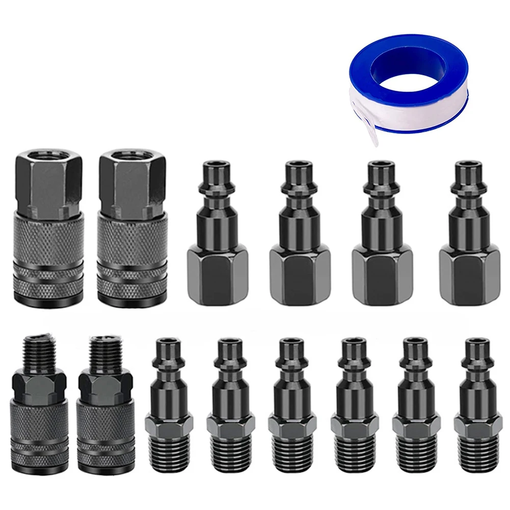 

15pcs/set 1/4 Inch Pneumatic Fitting Air Line Quick Coupling Connector Coupler Adapter For Air Compressor