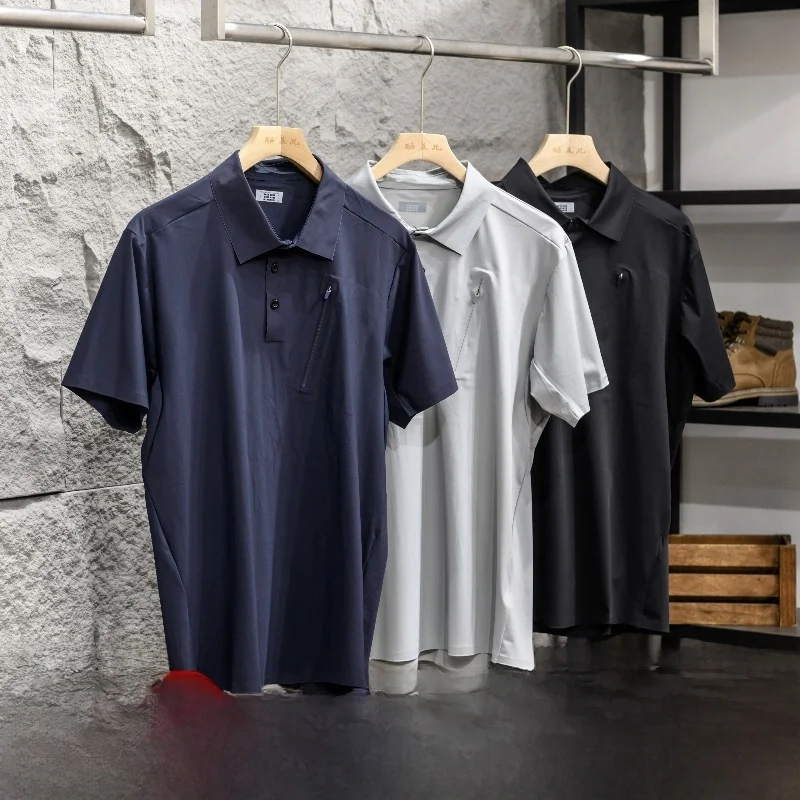 

Laser Cutting Seamless Glue High End Summer Cool Feeling Men's Outdoor Casual Collar Quick Dry Short Sleeve Shirt