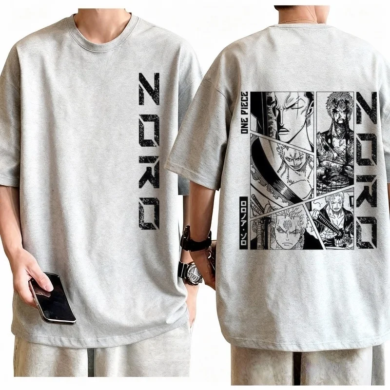 تي شيرت قطعة واحدة من Zoro Manga Panel تي شيرت رجالي مطبوع عليه رسوم متحركة قطن أنيمي تي شيرت حضري ملابس الشارع أنيقة غير رسمية للاستخدام اليومي #2