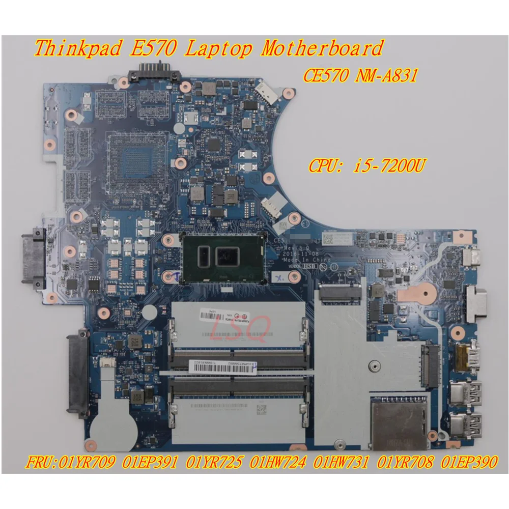 For Lenovo Thinkpad E570 E570C Laptop Integrated Graphics Motherboard i5-7200U 01YR709 01EP391 01YR725 01HW724 01HW731 01YR708