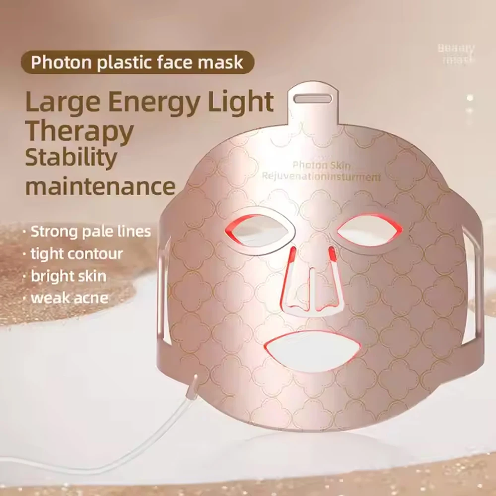 LED-Gesichtsmaske, Photonentherapie, 4 Farben, Gesicht, Hautverjüngung, Akne-Pflege, schrumpfende Poren, Falten, rotes Licht, Therapie-Gesichtsmaske