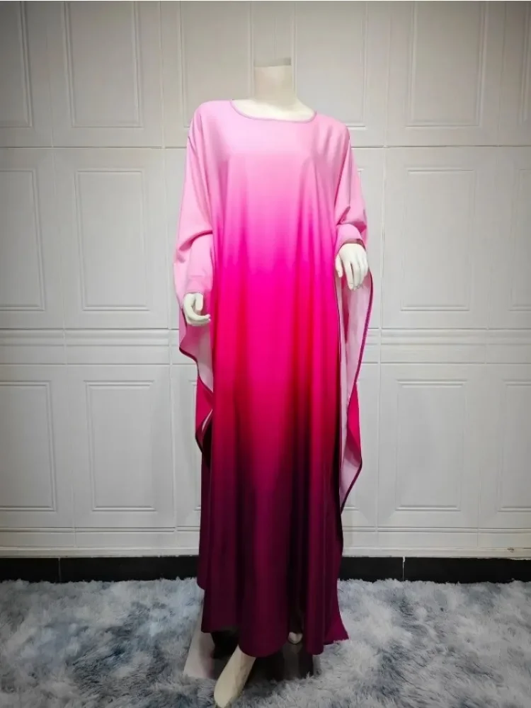 2024 Elegant Summer Muslim Women Long Sleeve O-neck Plus Size Abaya Kaftan Abaya Dress African Dresses for Women Dubai Abaya