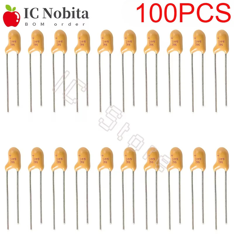 100PCS 16V 25V 35V 50V Capacitor de tântalo 0.1 0.15 0.22 0.33 0.47 1 2.2 3.3 4.7 6.8 10 15 22 33 47 100 104 105 106 225 226uf DIP