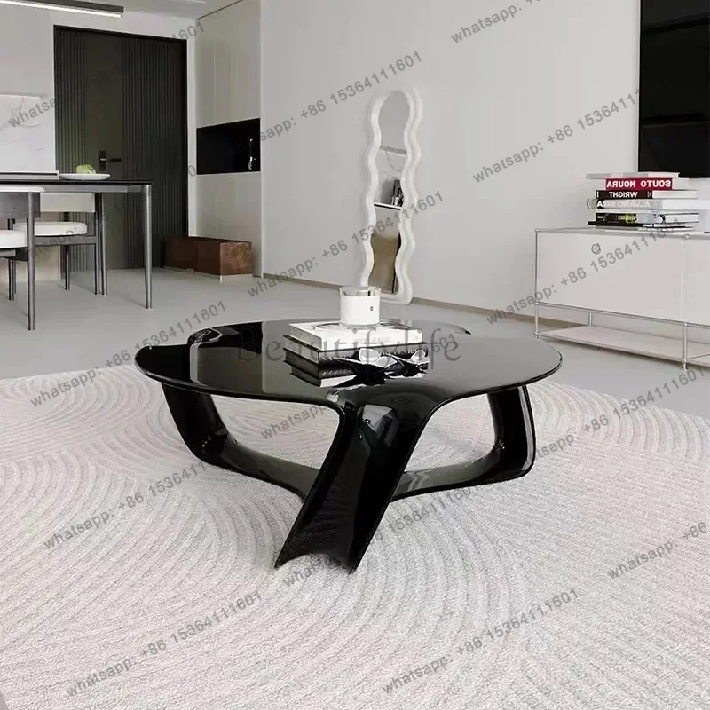YJ Designer Creative Fiberglass Electroplating Silver Coffee Table Model Room Special-shaped Irregular Hollow