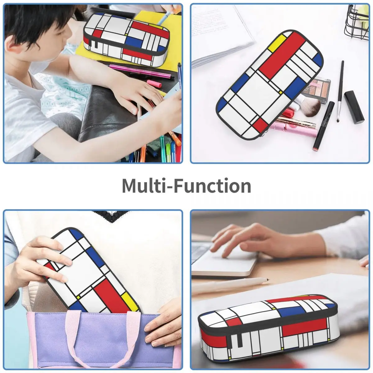 Mondrian minimalista de stijl moderno caso de lápis para estudantes escola caneta caixa saco de lápis artigos de papelaria caneta titular saco