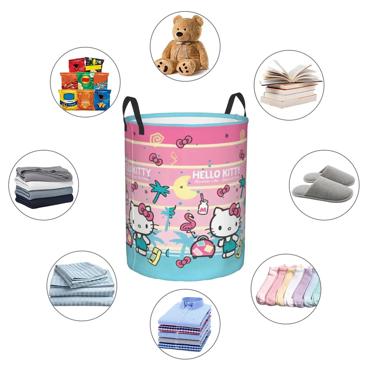 Hello Kitty Kid Toy Baskets Bins Cute Organizer Storage Box For PlayRoom