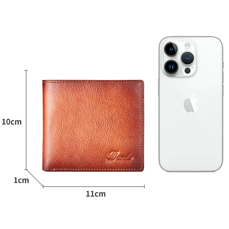 Dante 2023 محافظ جلدية للرجال تتفاعل مكافحة سرقة فرشاة مقاطع قصيرة 100% طبقة الرأس جلد البقر الرجعية محفظة عمودية عادية حقيبة المال