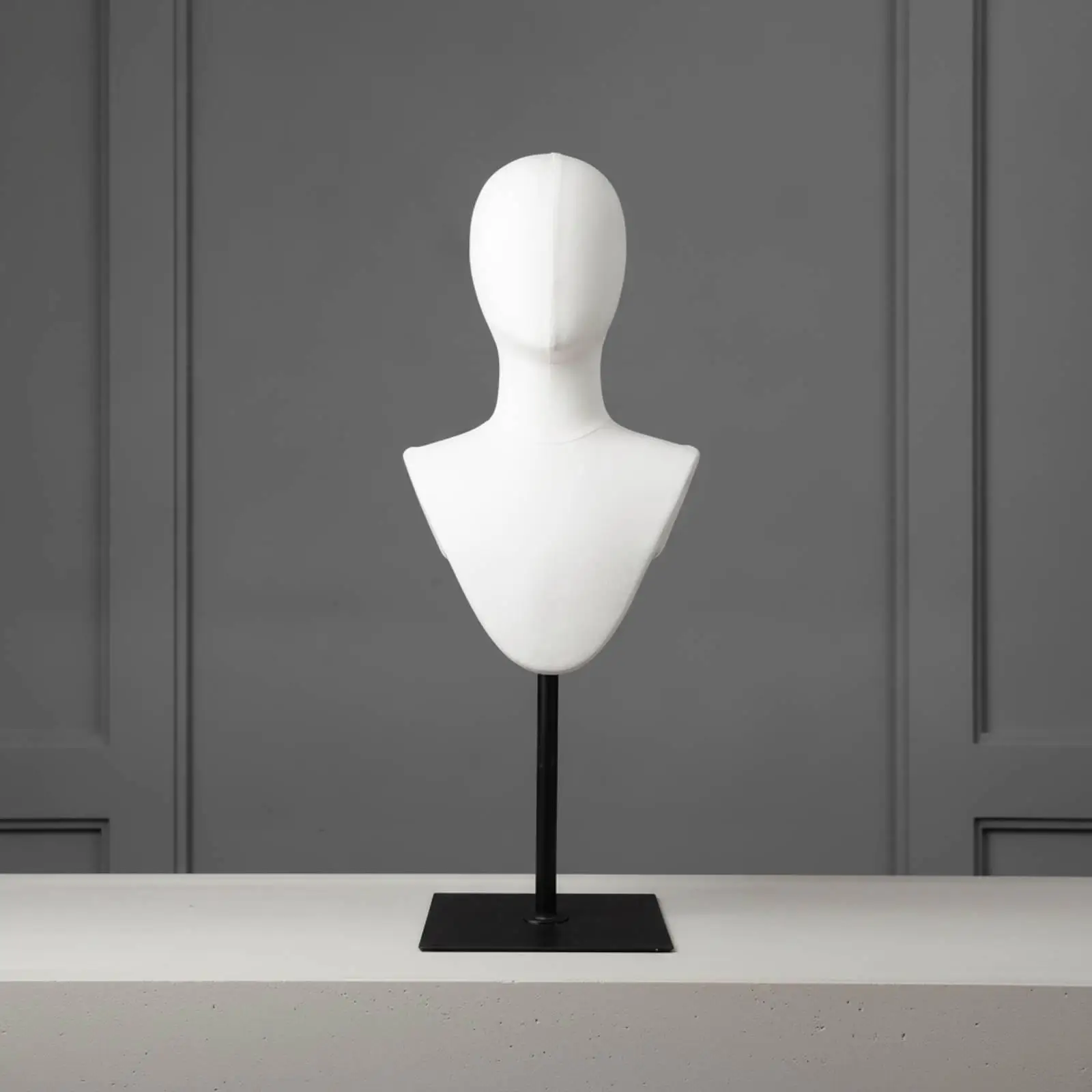 Bust-Style Hairpiece Mannequin with Adjustable Stand Linen-Covered Hairpiece Head with Stand Stable for Home Beauty Enthusiasts,