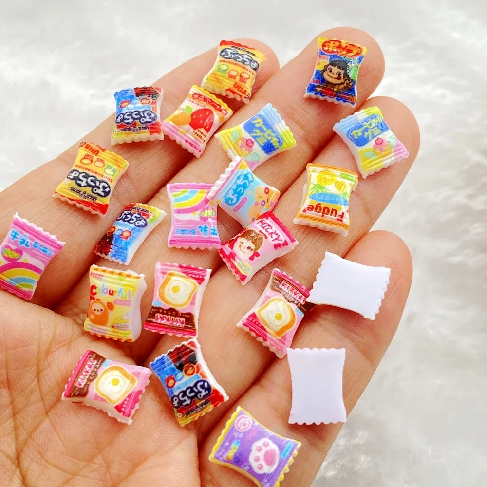 Mélange de breloques en résine pour Nail Art, 50 pièces, Mini dessin animé mignon, bonbons colorés pour la saint-valentin, bricolage artisanal pour décorations d'ongles 3D, bijoux