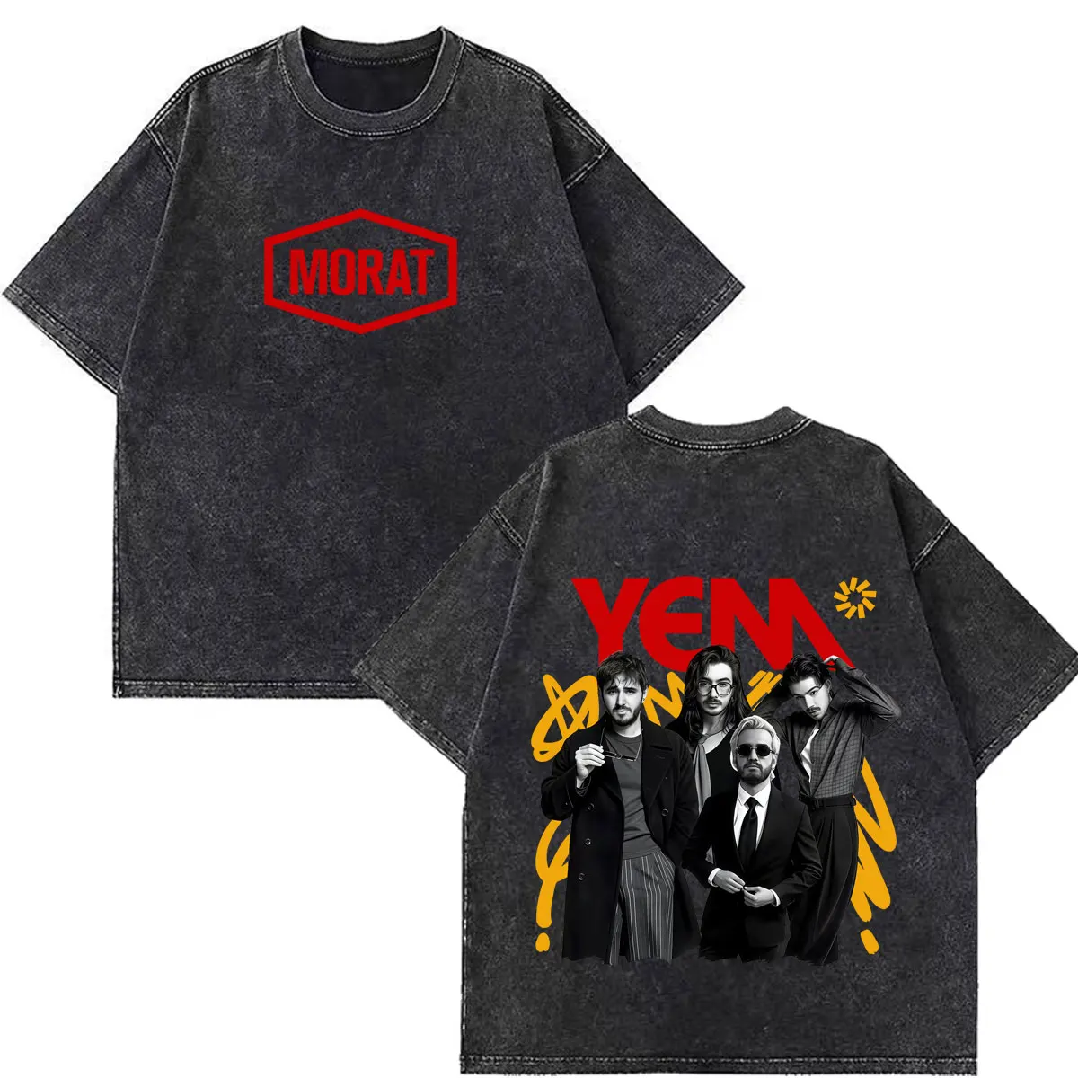 Camisetas con Estampado de la Banda Morat Yem Ya Es Manana World Tour 2026, Estilo Vintage Lavado, para Hombre y Mujer, de Algodón, Casual, Gótico, Punk