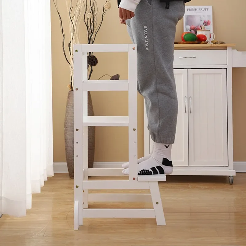 Wooden Step Stool for Toddlers Kitchen Washbasin Climbing Tower Baby Hand Washing Ladder Dropship Labeling Inspection