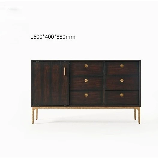 Armoire latérale de salle à manger en bois massif, style nordique médiéval rétro, en bois de Bharti importé, pour porche