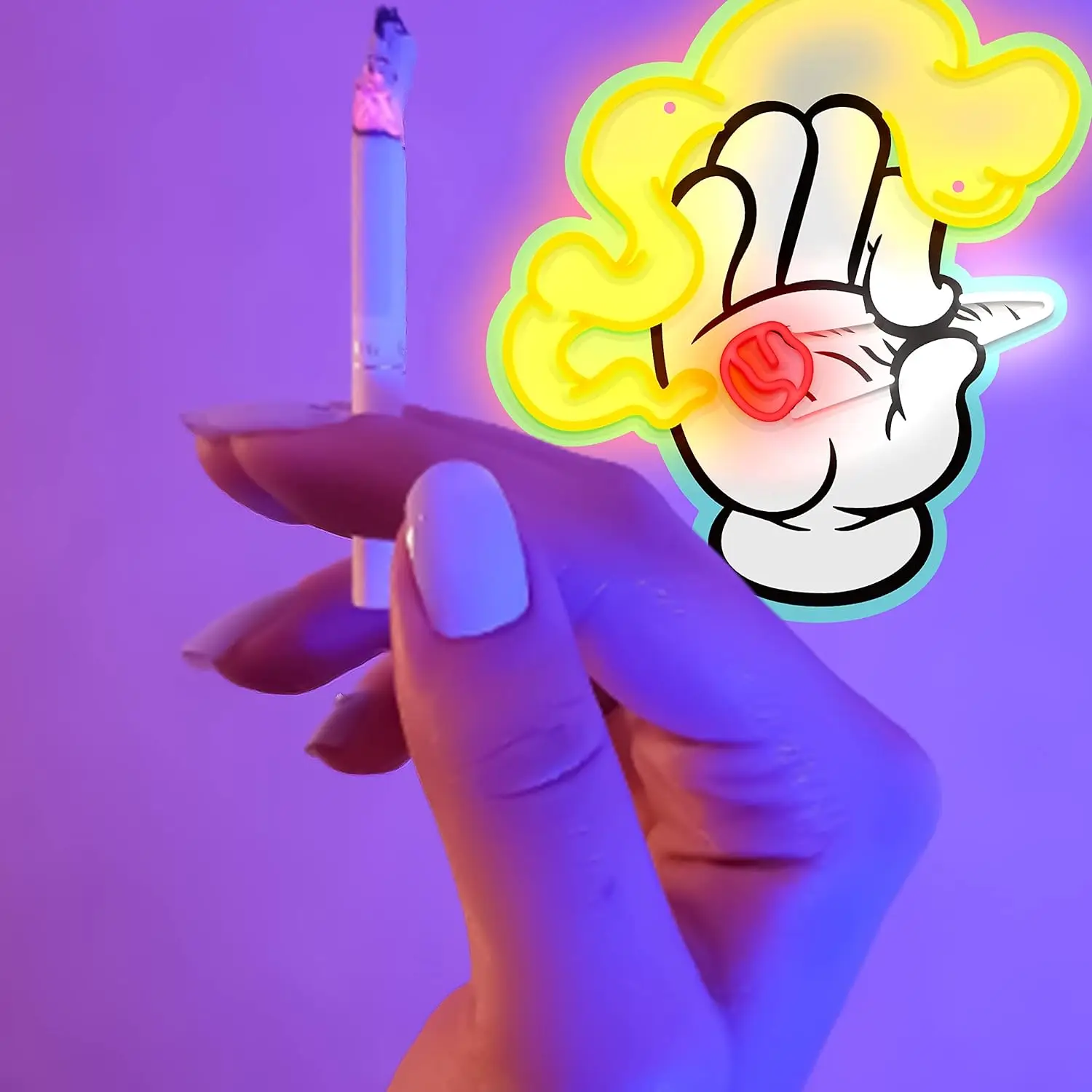 Ahumador de neón de mano para decoración de habitación, señal LED con patrón de mano de Anime, para Cueva de hombres, dormitorio, sala de juegos