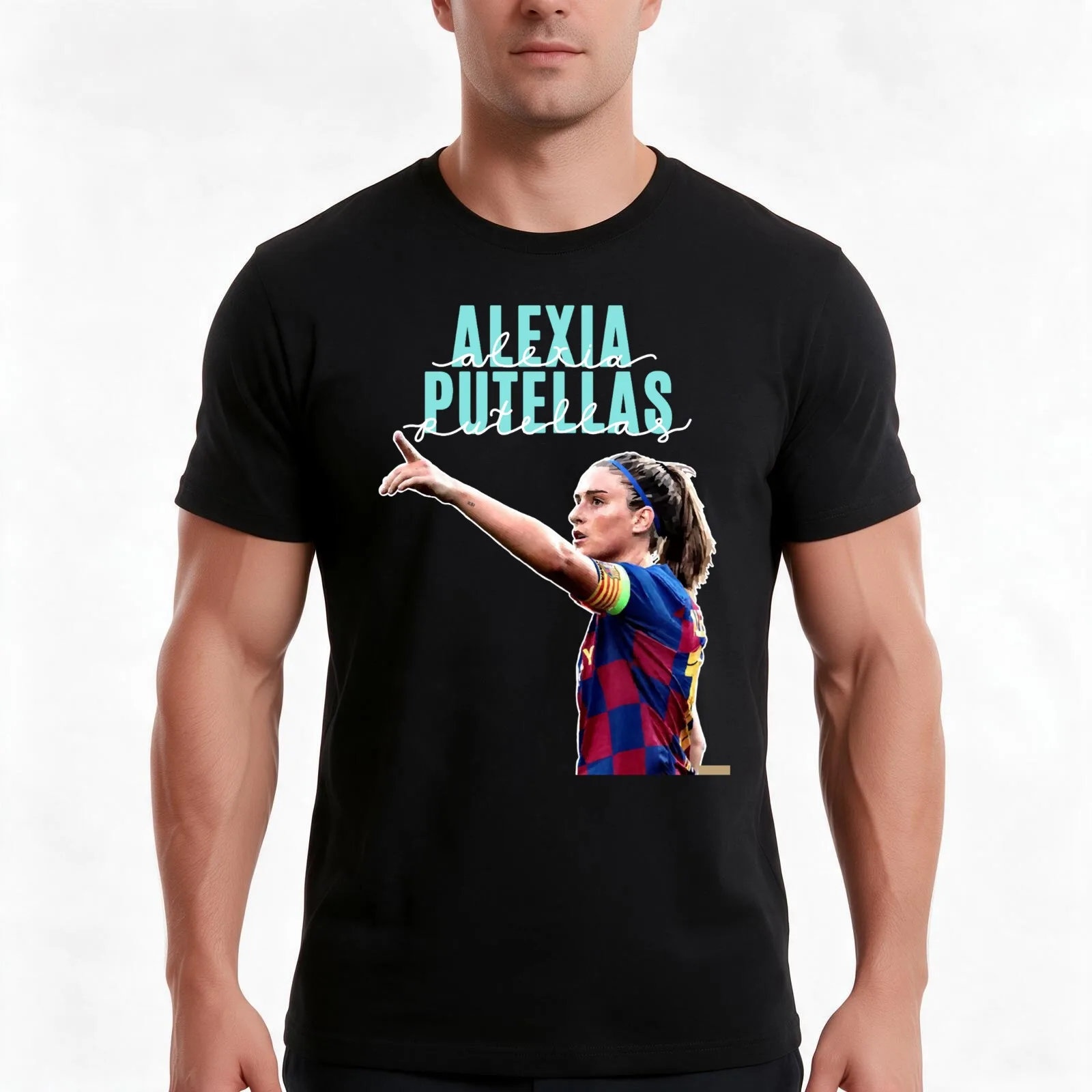 Alexia Putellas T-Shirt, Summer Casual Cotton Tee, Oversized Streetwear Tops, Vintage Graphic Print, Loose Fit Short Sleeve