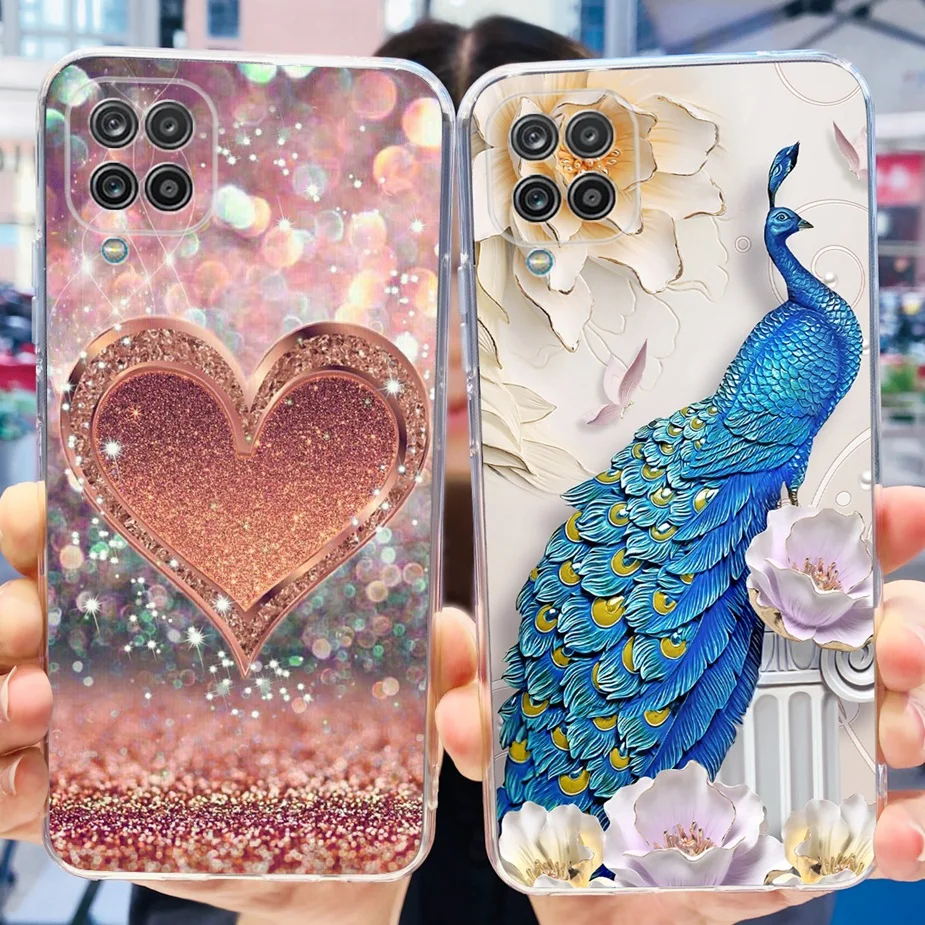 For Samsung Galaxy A12 Case F12 M12 Luxury Painted Cover Clear Silicone Soft Phone Case For Samsung A12 M 12 Galaxy M12 F12 Bags