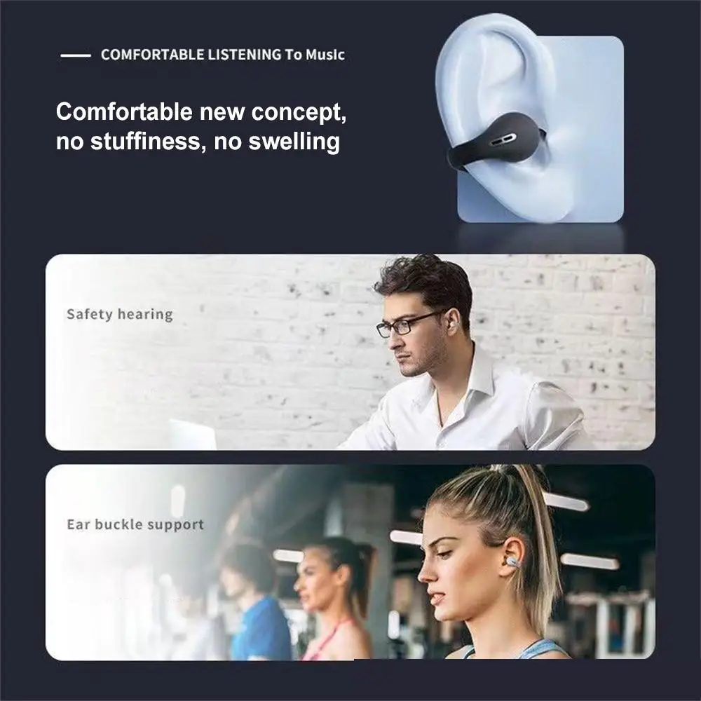 Wireless Freedom Bone Conduction Advanced Bone Conduction Technology Clip-on No Ear Canal Blockage Secure And Comfortable Fit