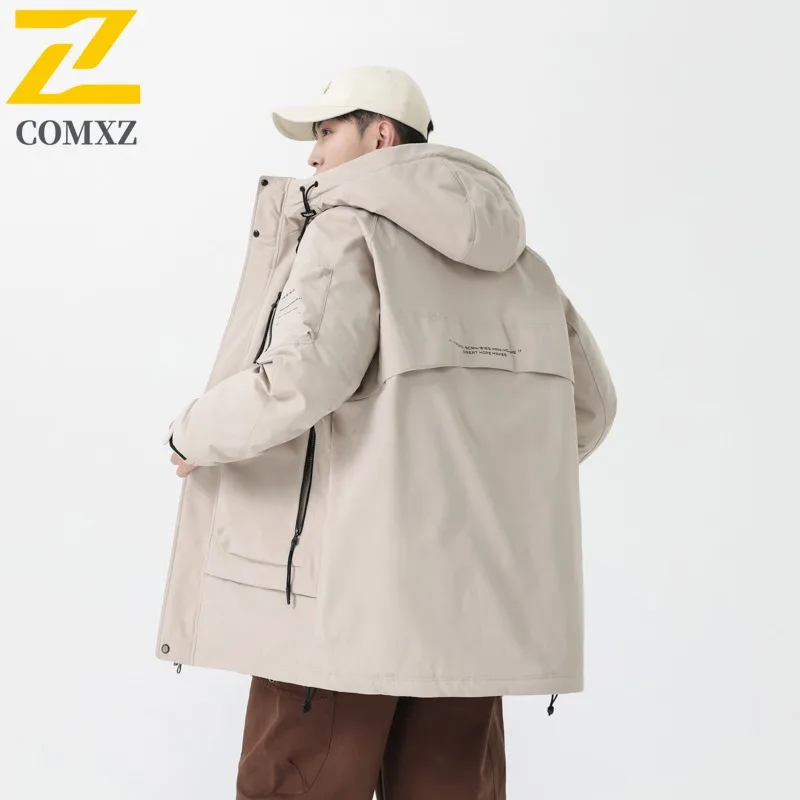 COMXZ Men Puffer Jacket Wear Resistant High Quality Waterproof Skiing Padded Jacket Mountaineering Cold-Resistant Winter Jacket
