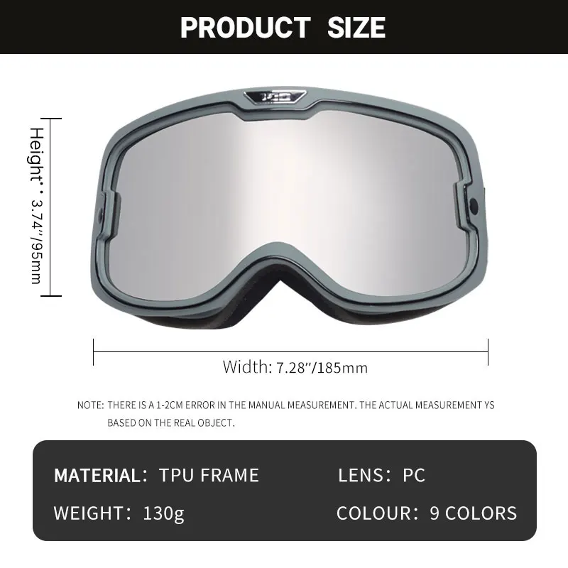 Motorbike Goggles Adult Motorcycle Biker Glasses for the Men Women Motor Helmet Sunglasses Vintage for Outdoor Glasses