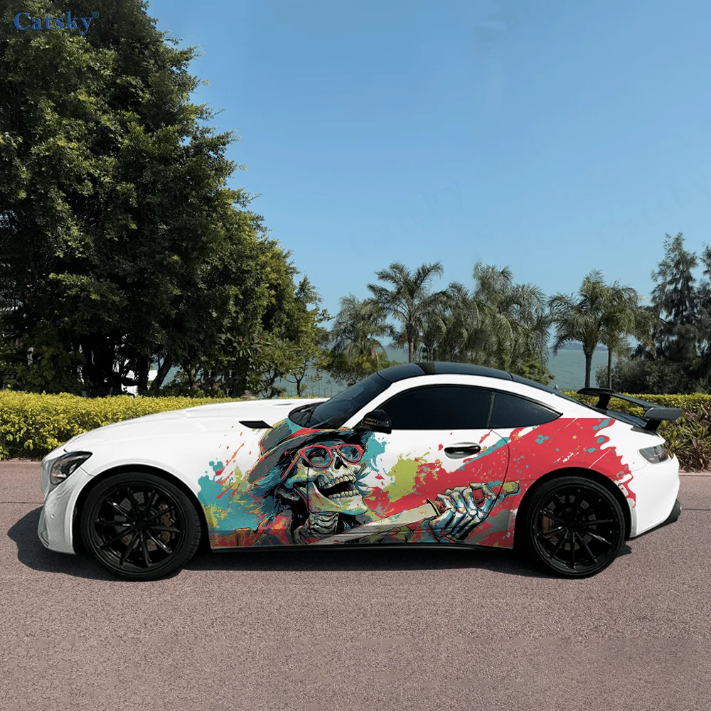 Sunglasses Skeleton Suit Car Vinyl Wraps Decal Self-adhesive PVC Sticker Suitable for Trucks SUV Decor Auto Accessories Gift