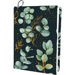 Green Leaf Stretchable Book Cover Plant Washable Reusable Large Nylon Polyester Book Protector 9.4x15.7 Inch Elastic Making Kit