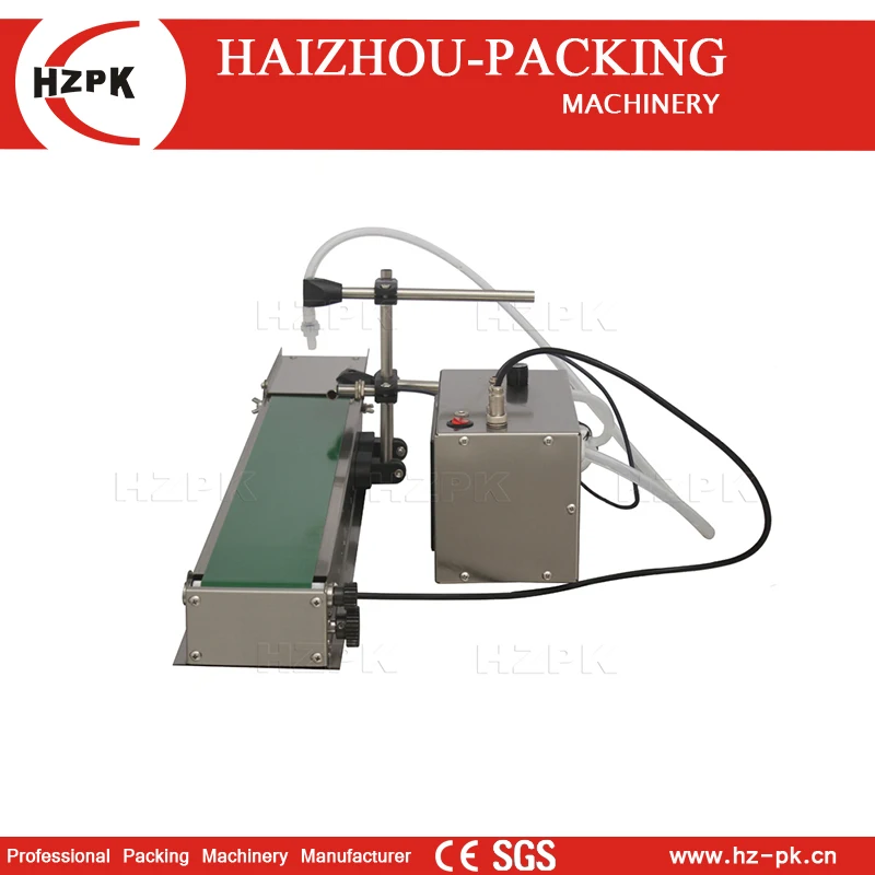 HZPK Table Top Digital Control Electric Small Volume Plastic Bottle Water Cosmetic Liquid Oil Filling Machine With Conveyor Auto