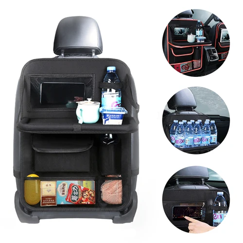 Organizador plegable para asientos de coche con bandeja, soporte para tableta, almacenamiento multibolsillo, almacenamiento Interior del coche, almacenamiento, orden, accesorios universales para coche