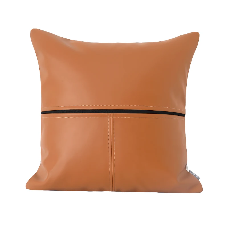 Nordic luxury sofa bed pillow orange leather stitching pillow model bedroom square pillow outdoor garden cushion pillowcase