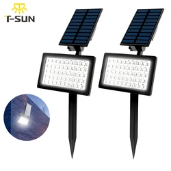 T-SUN de luz Solar para jardín, foco Solar superbrillante para exteriores, luz de pared impermeable IP65, blanco cálido/frío, 50LED, 2 piezas