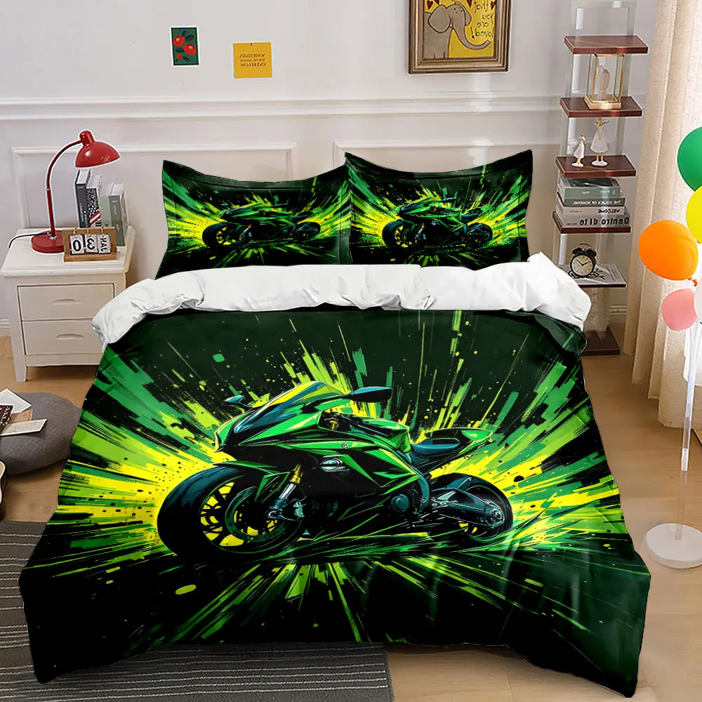 Motorcycle Gear Set Sport Accessories Multiple sizes kid's and adults' bedroom Exquisite 3PC bedding set, gift