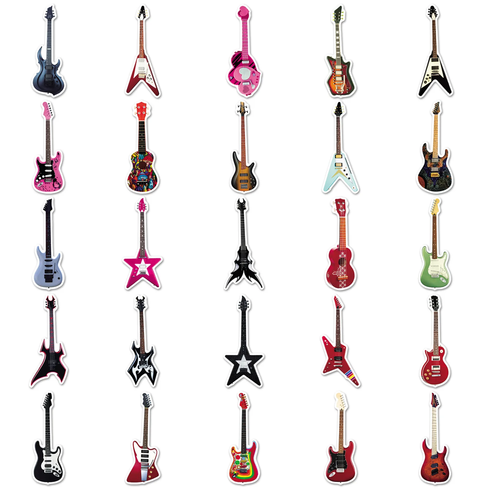 50 pçs dos desenhos animados instrumento musical guitarra adesivo personalizado criativo diy copo isolado portátil scooter motocicleta graffiti decalque