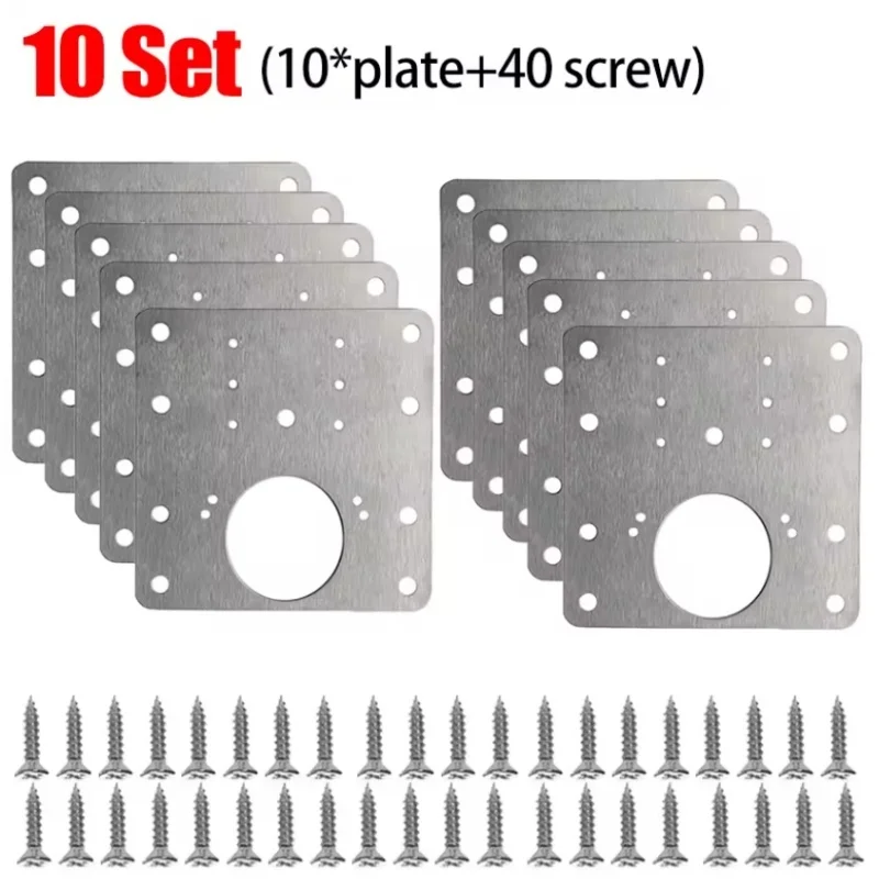 Cabinet Hinge Repair Plate Kit Kitchen Cupboard Door Hinge Mounting Plate With Holes Flat Fixing Brace Brackets Household Tools