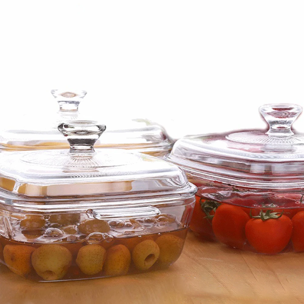 

1Pcs Tempered Glass Bowl Heat-Resistant Microwave Oven Household Food Storage Kitchen Glass Tableware with Lid