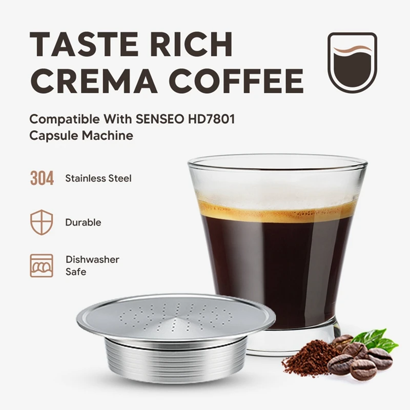 Reusable Coffee Capsule+Stainless Spoon For  Senseo HD7801 Coffee Capsule Machine Refillable Pods Espresso Maker