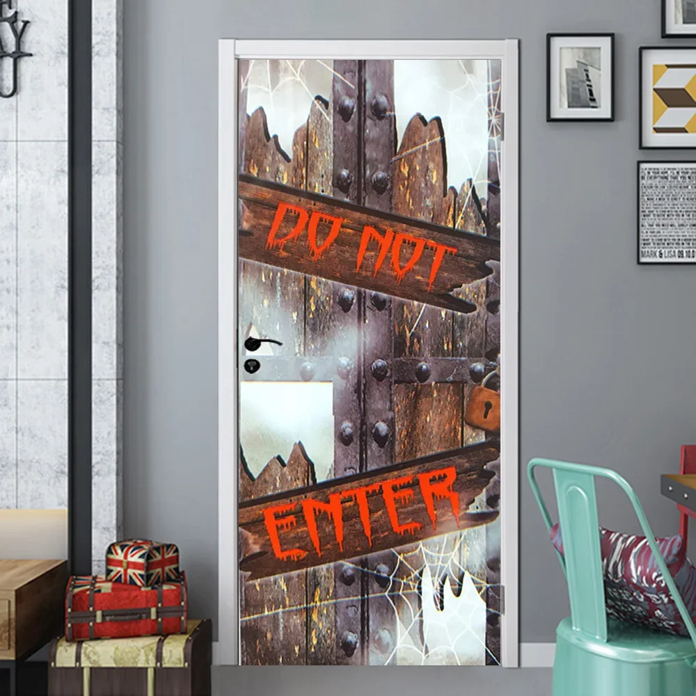 Halloween Horror Ghost Door Sticker Removable PVC Waterproof Door Sticker Living Room Home Decoration Lifelike Bloody Hand Mural - view 5