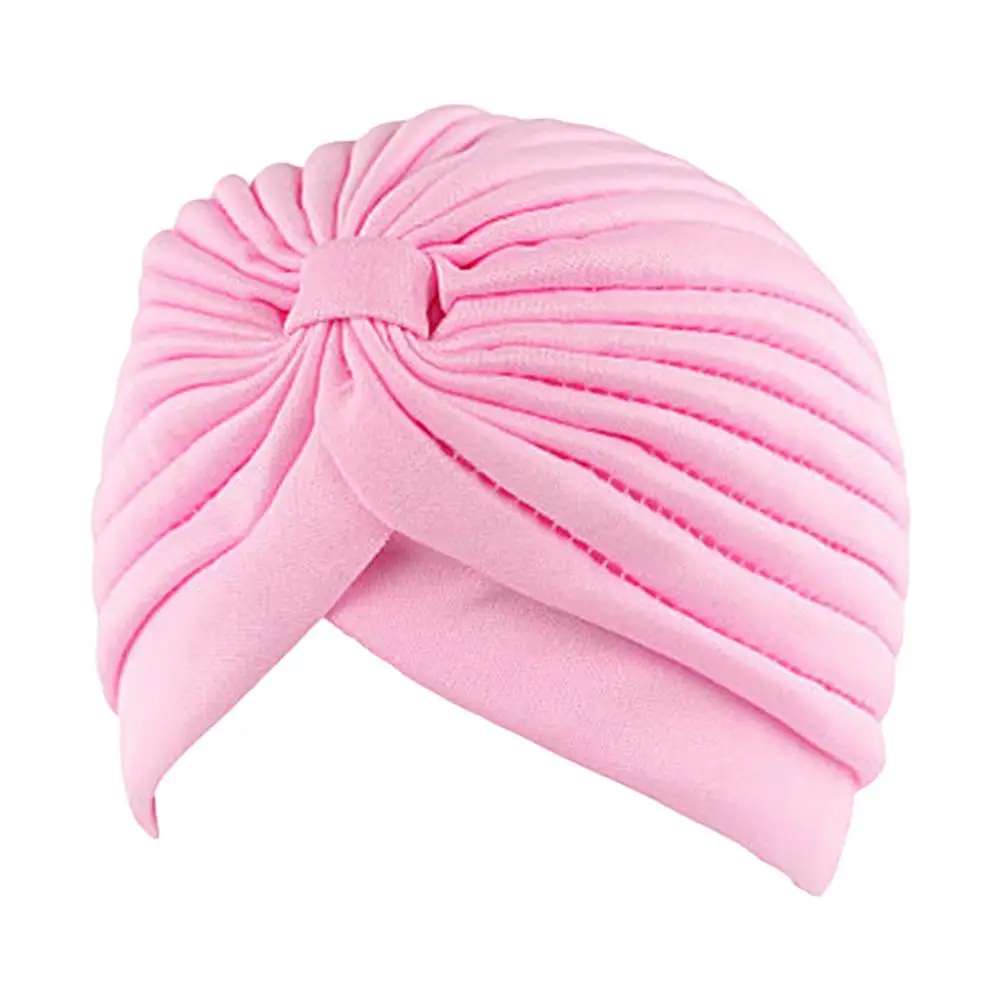 Turbante plisado para mujer, gorro elástico transpirable, Anti-UV, a prueba de sol, sin ala, Bandanas, diadema, Hijab de quimio, gorro indio