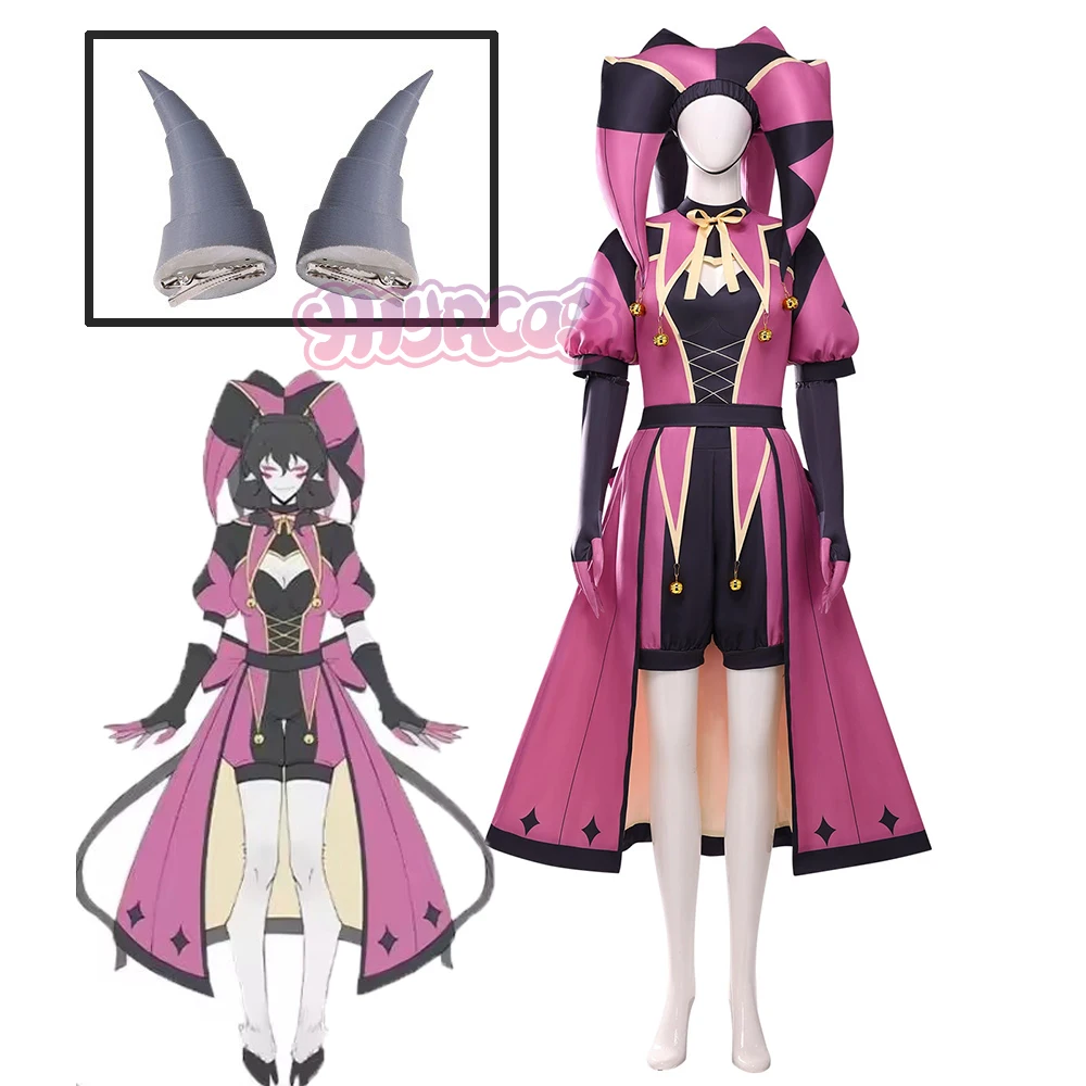 

Tfc The Freak Circus Columbina Cosplay Costume Headwear Gloves The Angel Pink Clown Outfit TICKET Scary Clothing Yanderecrimosa