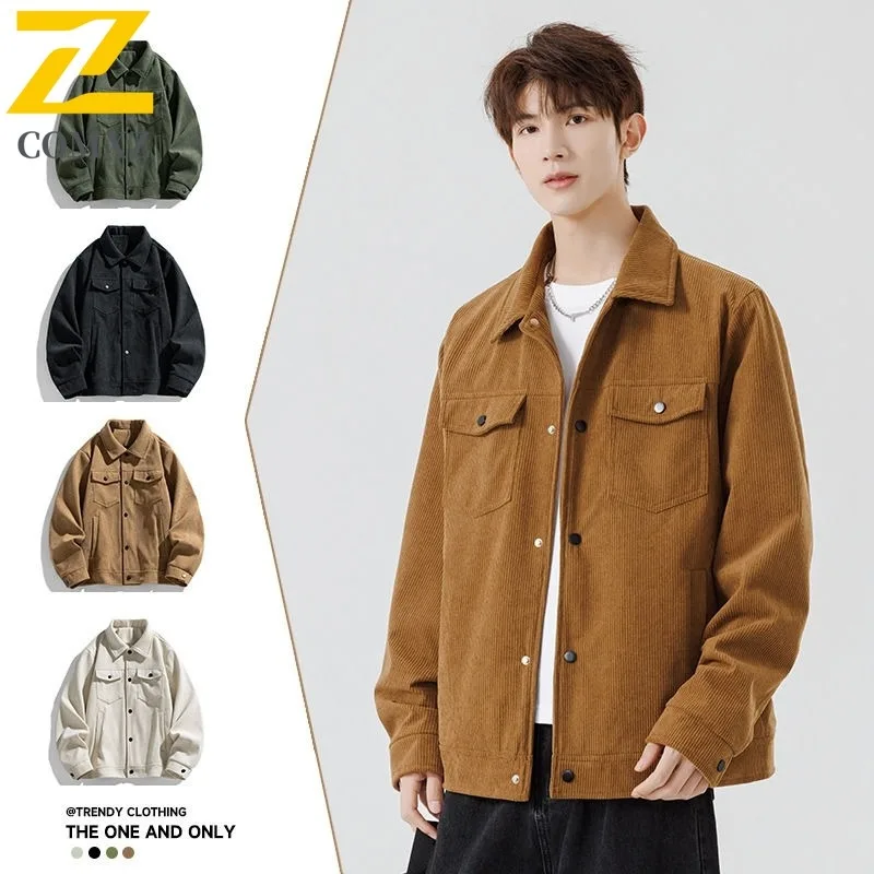 

COMXZ Style M 5XL Bulk Stock Plus Size Jacket Coat Men 2025 Autumn New Turn Down Collar Corduroy Jacket Men Youth windbreaker
