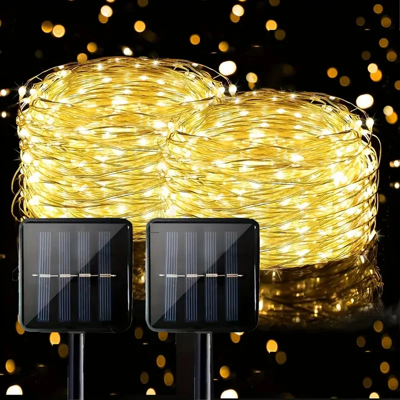 Solar LED Copper String Light 8 Modes Fairy Outdoor Holiday Garland Decoration Garden 30M/20M/10M/5M/2M  Party Lights
