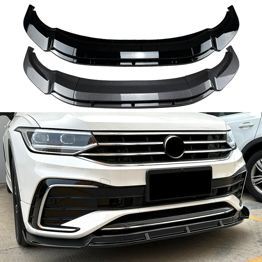

Front Bumper Spoiler Lip For Volkswagen VW Tiguan Rline 2021 2022 2023 Gloss Black/Carbon Fiber Look Lower Splitter Lip Body Kit