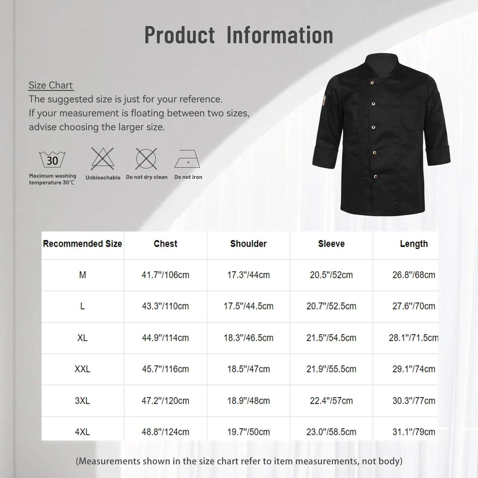 Mens Womens Stylish Chef Jacket Stand Collar Long Sleeve Cook Uniform with Pockets for Kitchen Restaurant Hotel Bakery Canteen