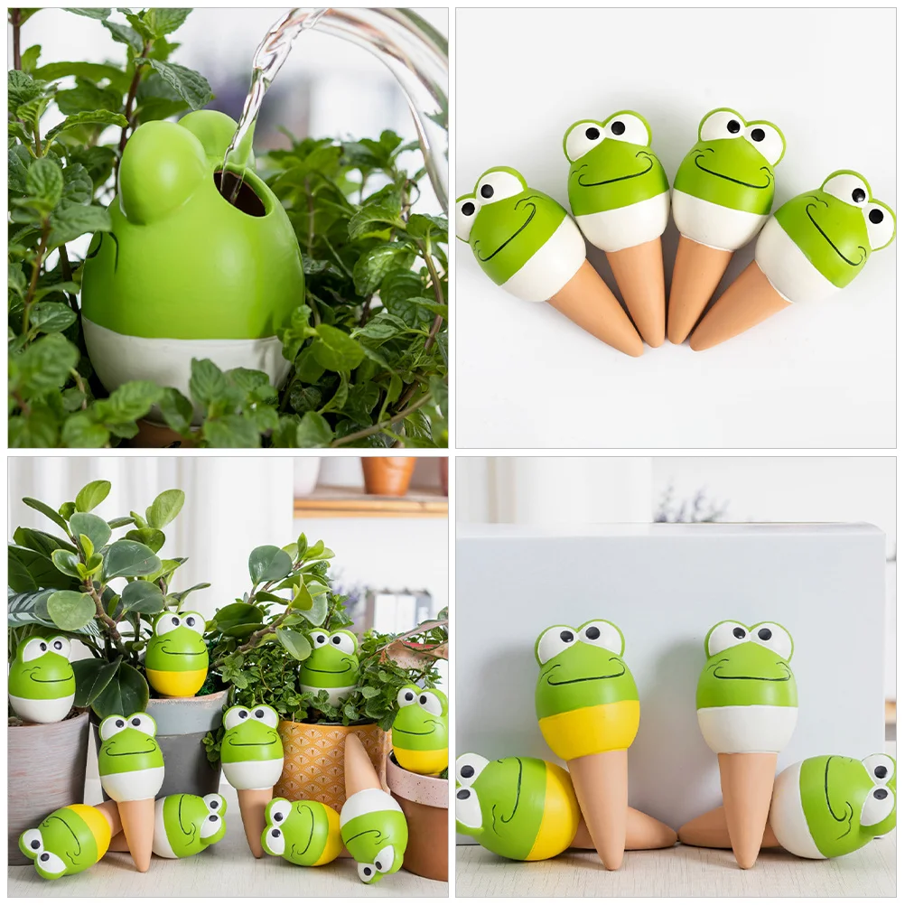 

4Pcs Automatic Drip Irrigator for Indoor Plants Frog-Shaped Self Watering Spikes Creative Ceramic Watering Device for Succulents