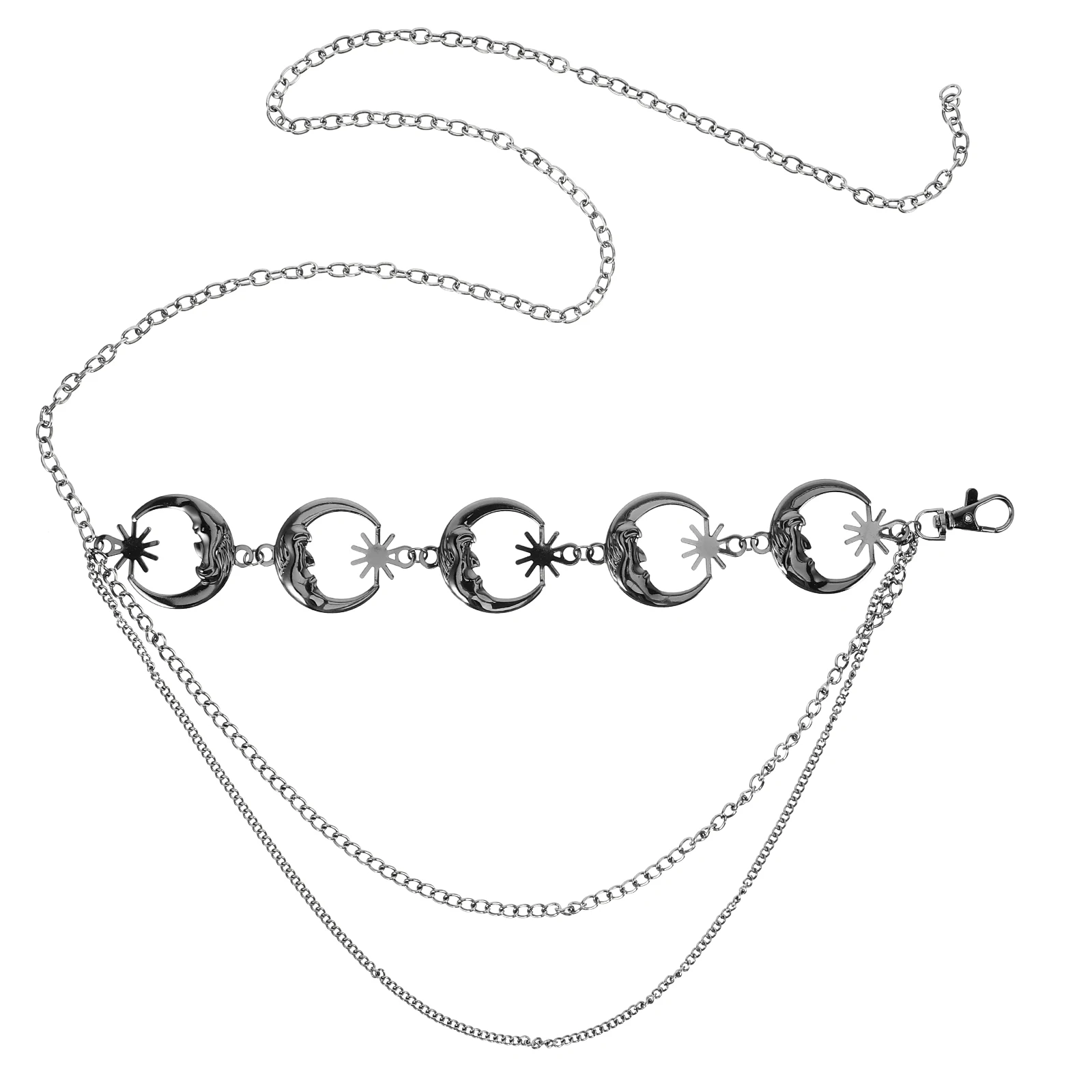 

Retro Metal Moon Star Waist Chain Adjustable Zinc Alloy Belly Chains for Women Body Jewelry Fashion Accessories