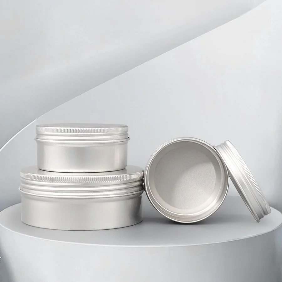 Contenedores rellenables de tarro de hojalata de aluminio de 20/10 Uds., latas de aluminio con tapa de rosca y etiquetas, envases cosméticos recargables de tamaño de viaje