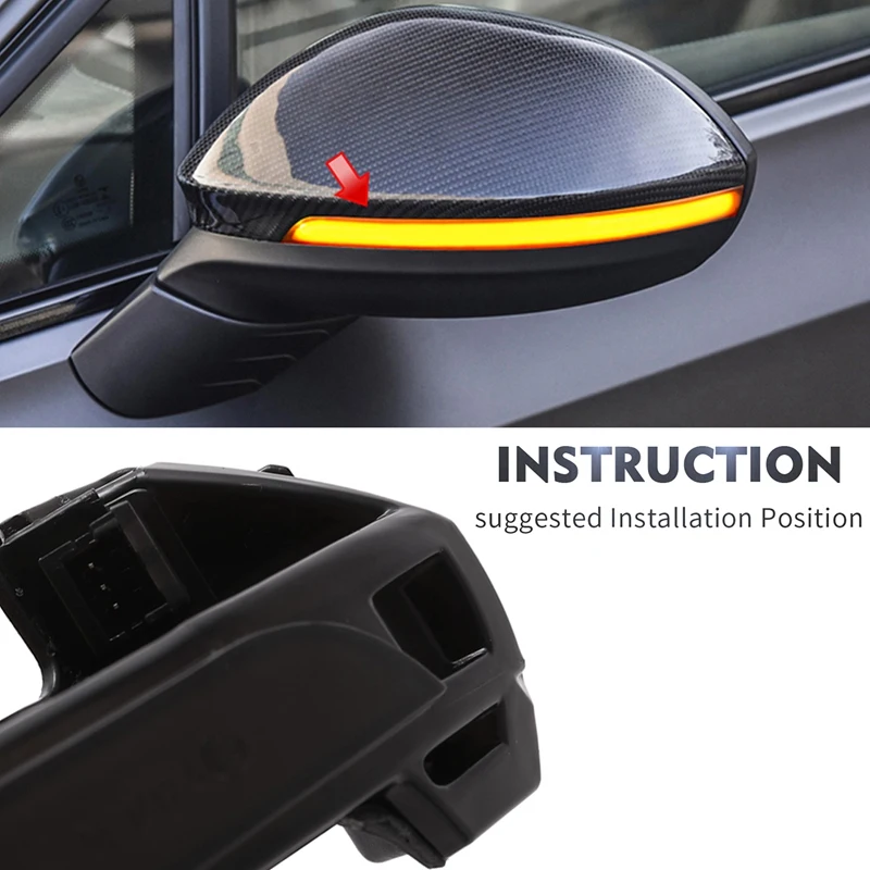 LED Dynamic Side Mirror Indicator, For Golf 8 MK8 GTE GTD 2020 2021 Rearview Turn Signal Flashing Lights, Blue&Amber