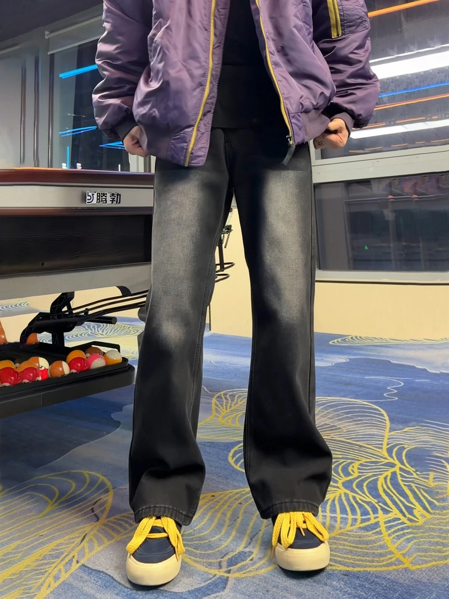 

Мужские джинсы Waed Bla Fce с прямым кроем и подкладкой, Cleanfit, расклешенные, повседневные, со средней посадкой, на молнии, зимние